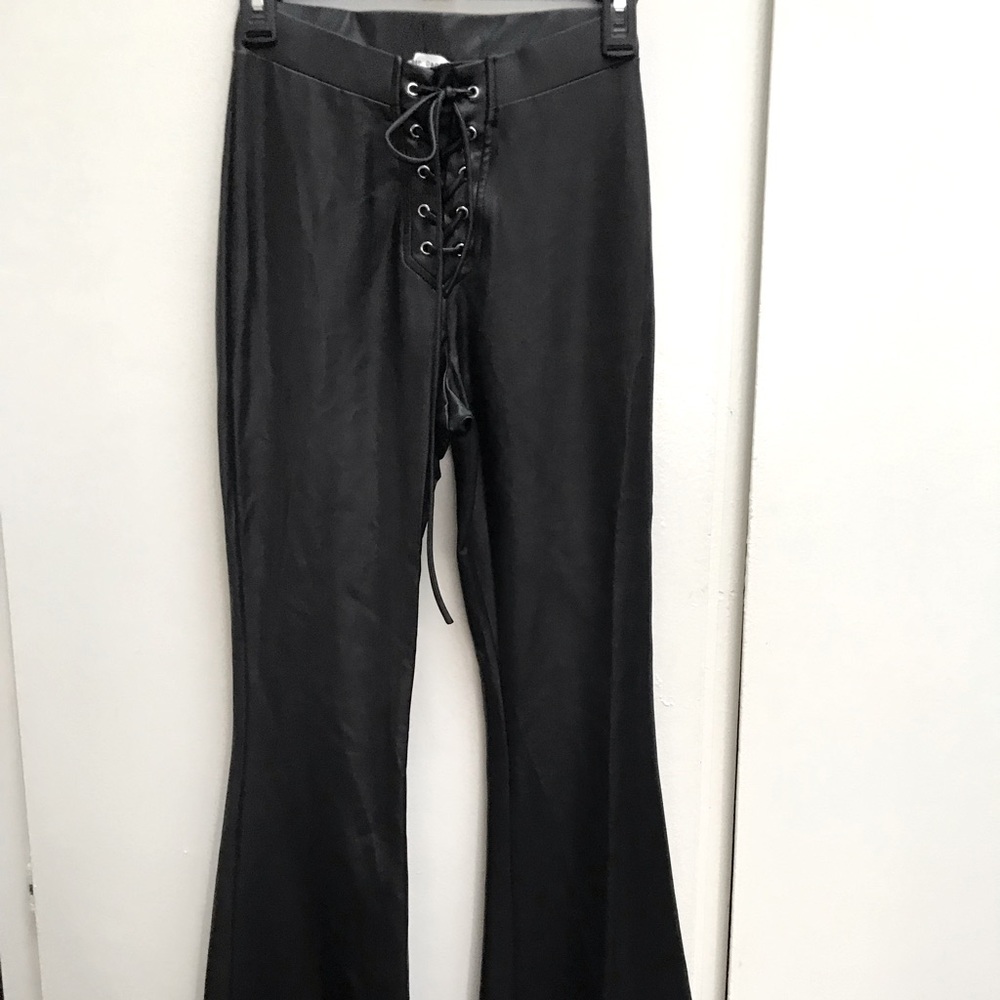High waisted Flare bottom leather pants